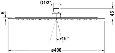 DURAVIT D400 Kopfbrause rund 400 mm Chrom – 1 Strahl, Antikalk, Wand- und Deckenmontage