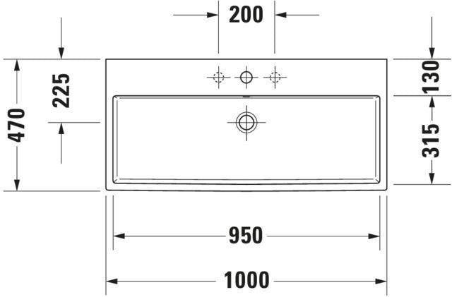 Duravit Waschtisch Vero Air 1000 mm mit Überlauf, 1 Hahnloch mittig, geschliffen, weiß