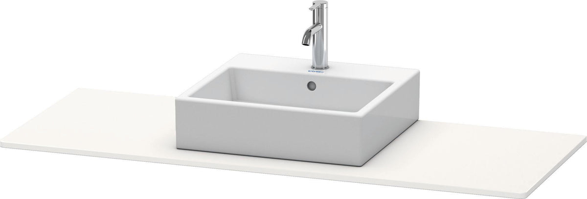 Duravit XSquare Konsole 1400x550mm betongrau matt – 1 Ausschnitt, mit Siphonaussparung