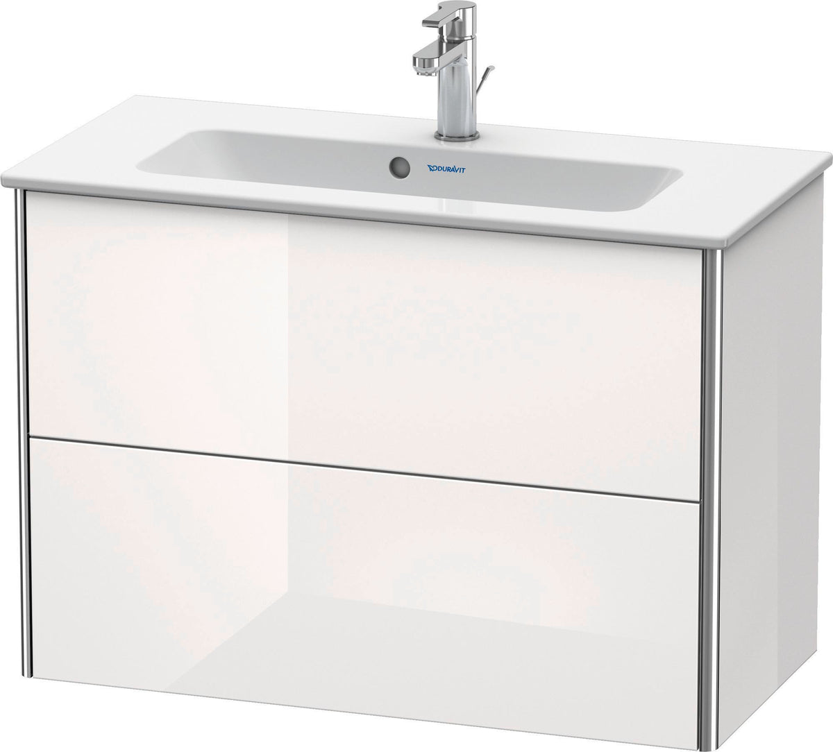 DURAVIT XSquare Waschtischunterbau 810 mm Taupe Seidenmatt mit 2 Schubkästen und Tip-On-Technik