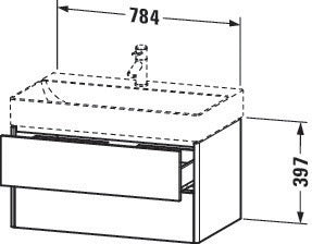 Duravit XSquare Waschtischunterbau 784 mm, 2 Schubkästen, s-matt, Ahorn Mi.