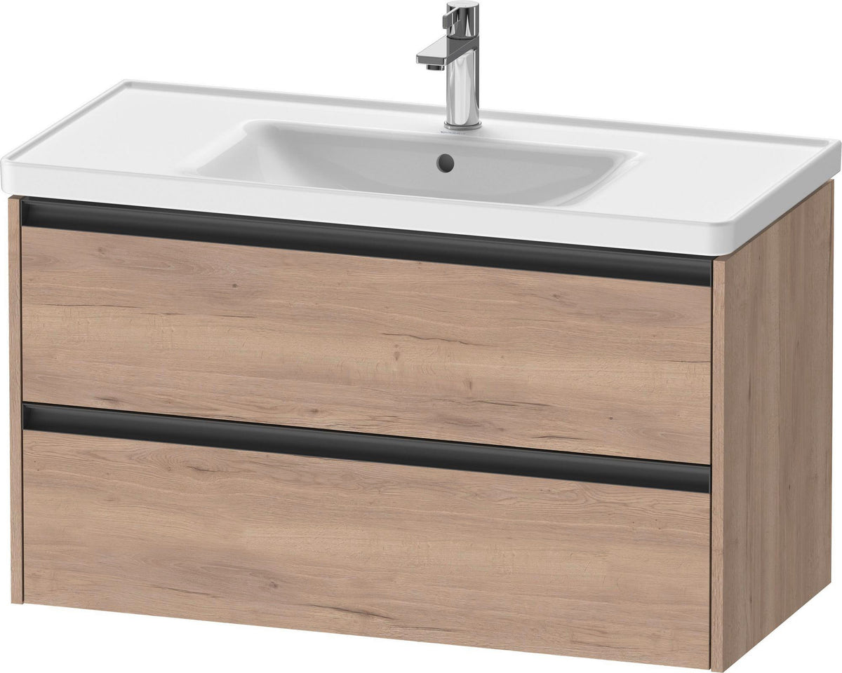 Duravit Ketho.2 Waschtischunterbau 984 mm Eiche Terra – 2 Schubkästen, wandhängend