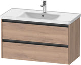 Duravit Ketho.2 Waschtischunterbau 984 mm Eiche Terra – 2 Schubkästen, wandhängend