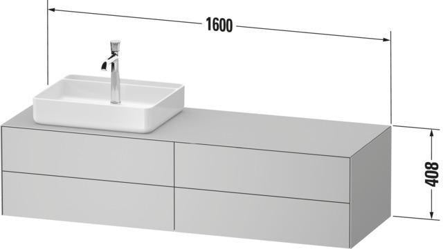 DURAVIT White Tulip Konsolenwaschtischunterbau 1600 mm von Philippe Starck – 4 Schubkästen, Weiß Seidenmatt
