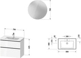 Duravit D-Neo Möbel-Set wandhängend 800x480mm mit Waschtisch, Unterbau, Auszug, Spiegel und LED-Beleuchtung in Eiche