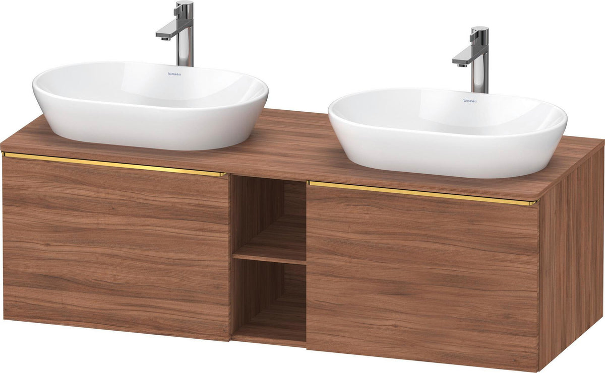 DURAVIT D-Neo Konsolenwaschtischunterbau 1400 mm betongrau matt mit 2 Auszügen und Bronze-Griffen