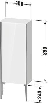 Duravit XViu Halbhochschrank 890x400x240mm Nussbaum dunkel matt – Wandhängend mit Tip-On Technik