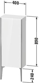 Duravit XViu Halbhochschrank 890x400x240mm links champagner matt/basalt matt