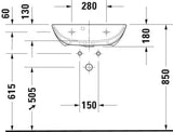 DURAVIT Waschtisch ME by Starck 600 mm Weiß Seidenmatt mit Überlauf und 1 Hahnloch