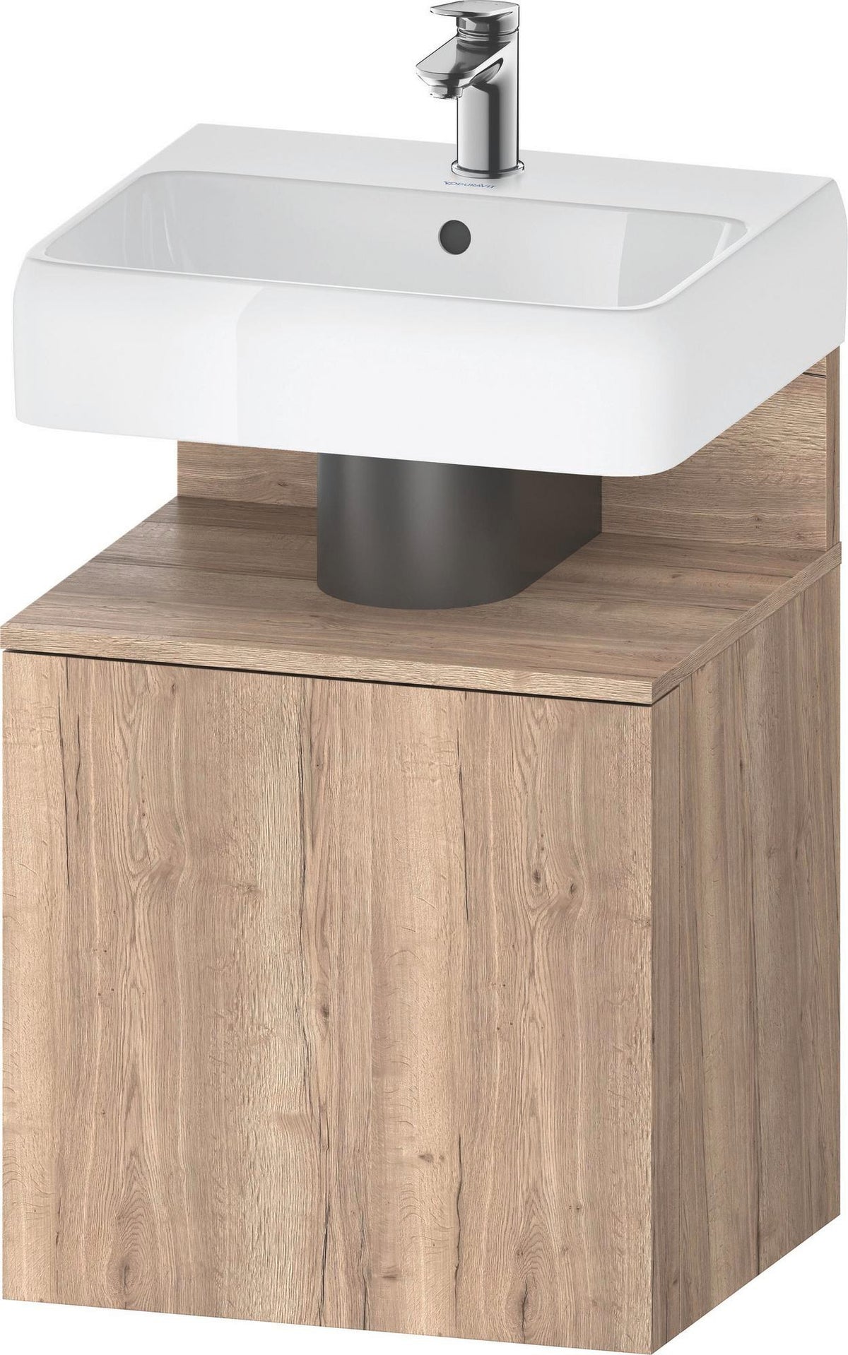 DURAVIT Qatego Waschtischunterbau 490 mm wandhängend, 1 Tür links, Weiß Matt mit Eiche Schwarz Nische
