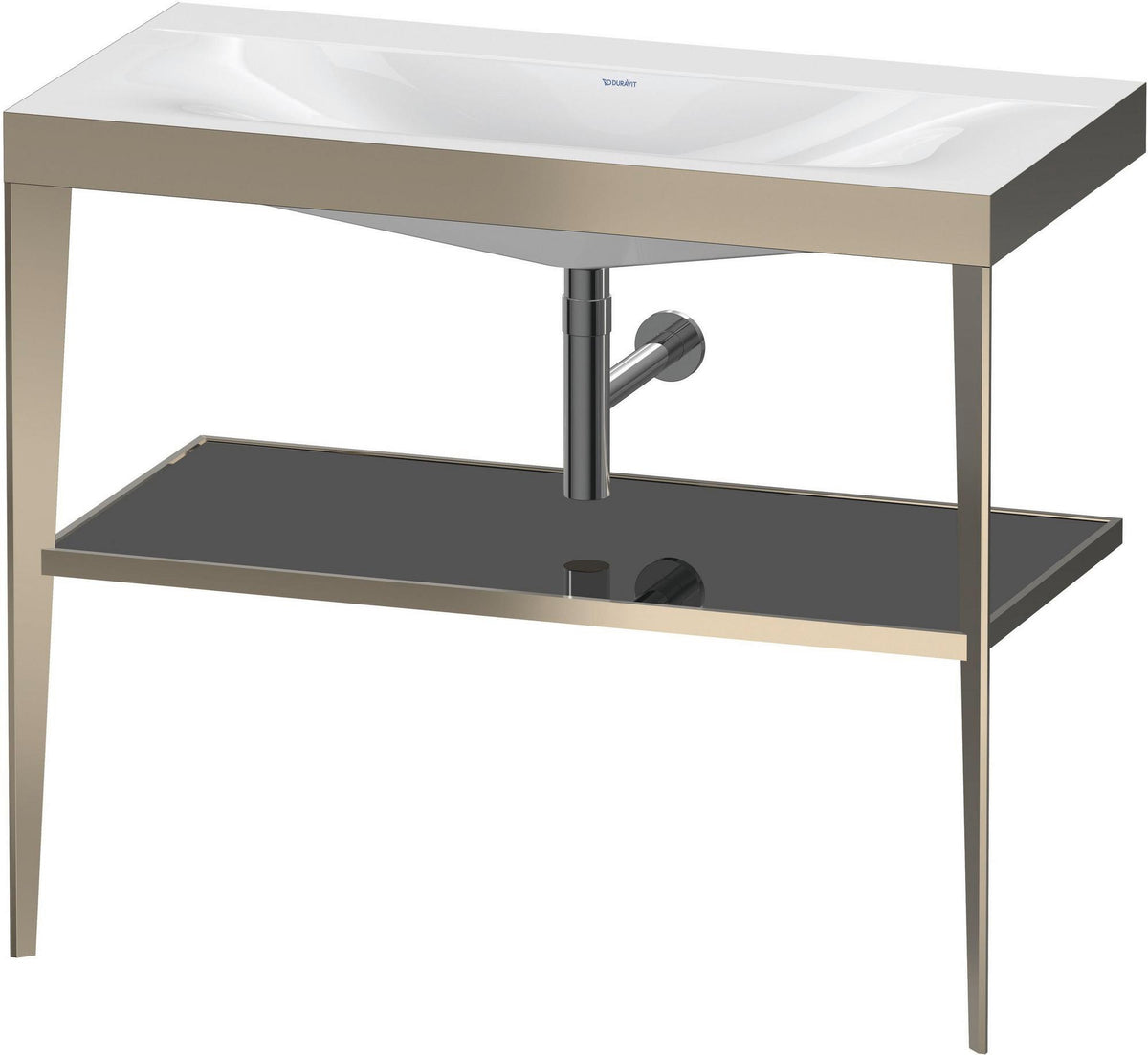 Duravit XViu c-bonded Waschtischset 1000 mm mit Metallkonsole, weiß hochglanz / schwarz matt – inkl. Waschschüssel
