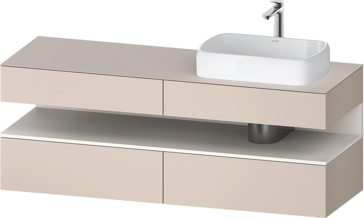 Duravit Qatego Konsolenwaschtischunterbau 1600 mm Weiß Hochglanz mit Eiche Schwarz Nische