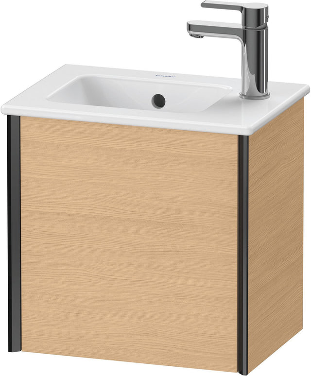 Duravit XViu Waschtischunterbau wandhängend 410 mm, 1 Tür links, Eiche Natur / Taupe Lack Seidenmatt