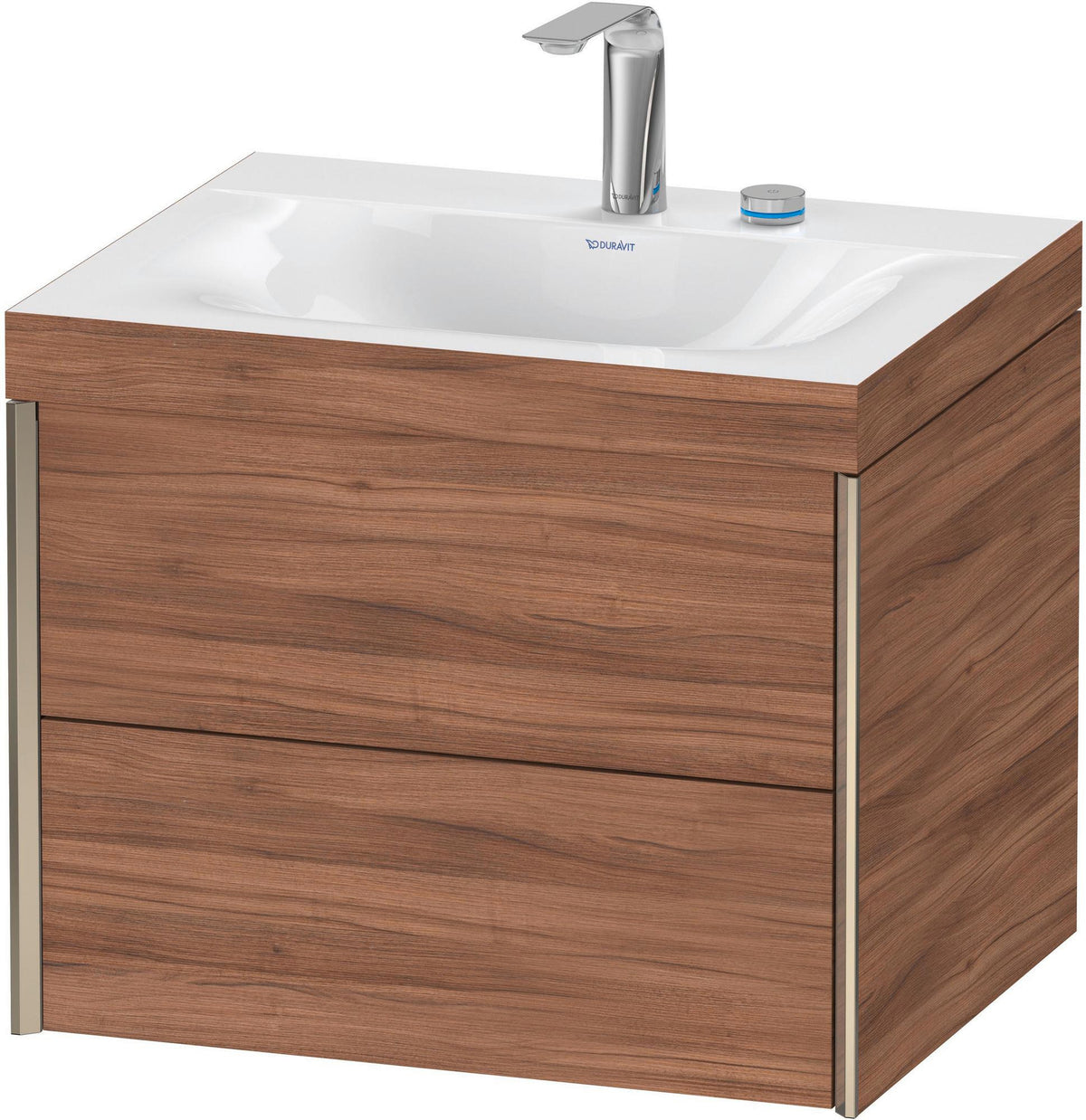DURAVIT XViu Waschtischunterbauset c-bonded, 2 Schubkästen, champagner matt / amerikanischer Nussbaum, 503x600x480 mm