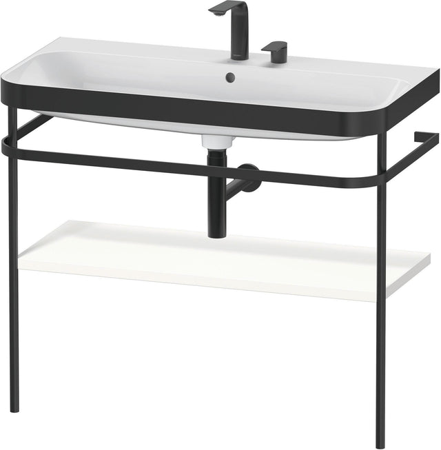 Duravit Happy D.2 c-bonded Waschtischset mit Metallkonsole, 975 mm, Weiß Seidenmatt