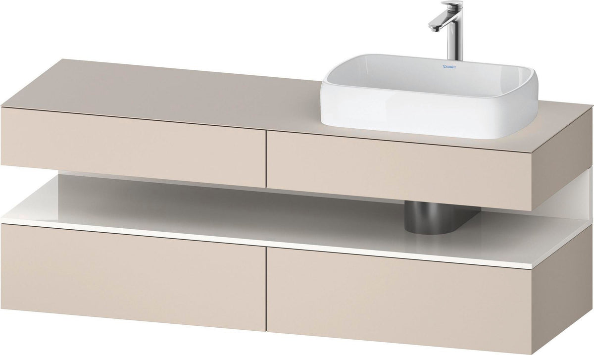 Duravit Qatego Konsolenwaschtischunterbau 1600 mm Weiß Hochglanz mit Eiche Schwarz Nische
