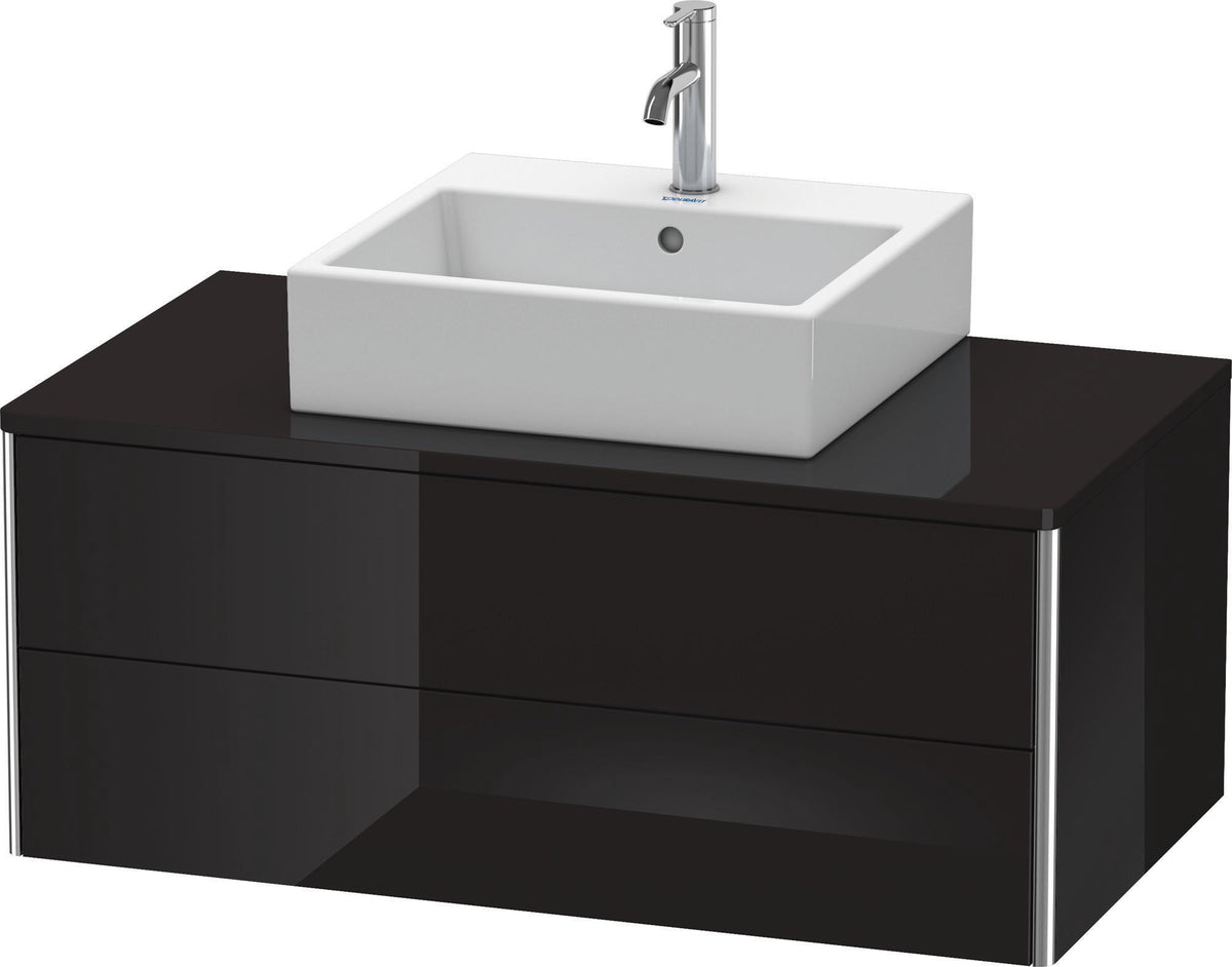DURAVIT XSquare Waschtischunterbau 1000 mm Schwarz Hochglanz mit 2 Schubkästen und Tip-On-Technik