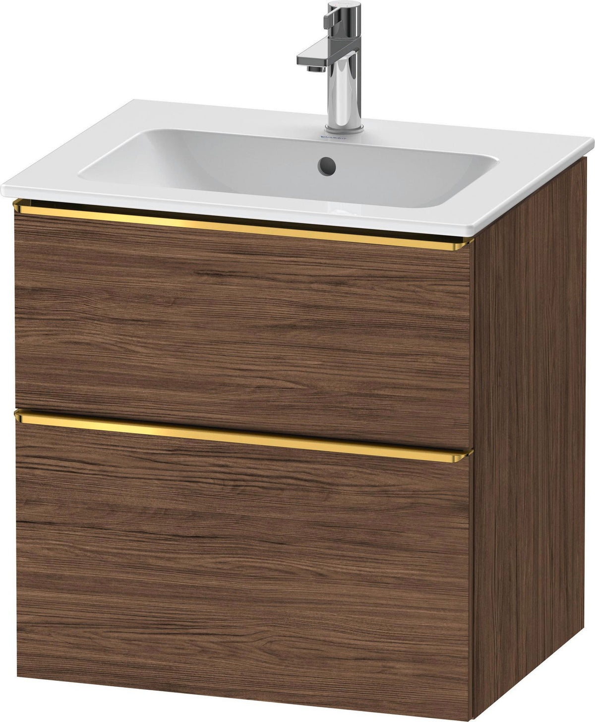 DURAVIT D-Neo Waschtischunterbau 610 mm Eiche Schwarz mit Bronze Griff – wandhängend