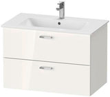 Duravit XBase Möbel-Set 830 mm mit Waschtisch, Waschtischunterbau und Spiegelschrank in Weiß Glänzend