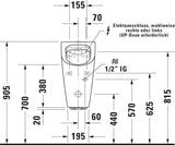 DURAVIT Urinal ME by Starck, spülrandlos, Zulauf hinten, elektronisch, weiß