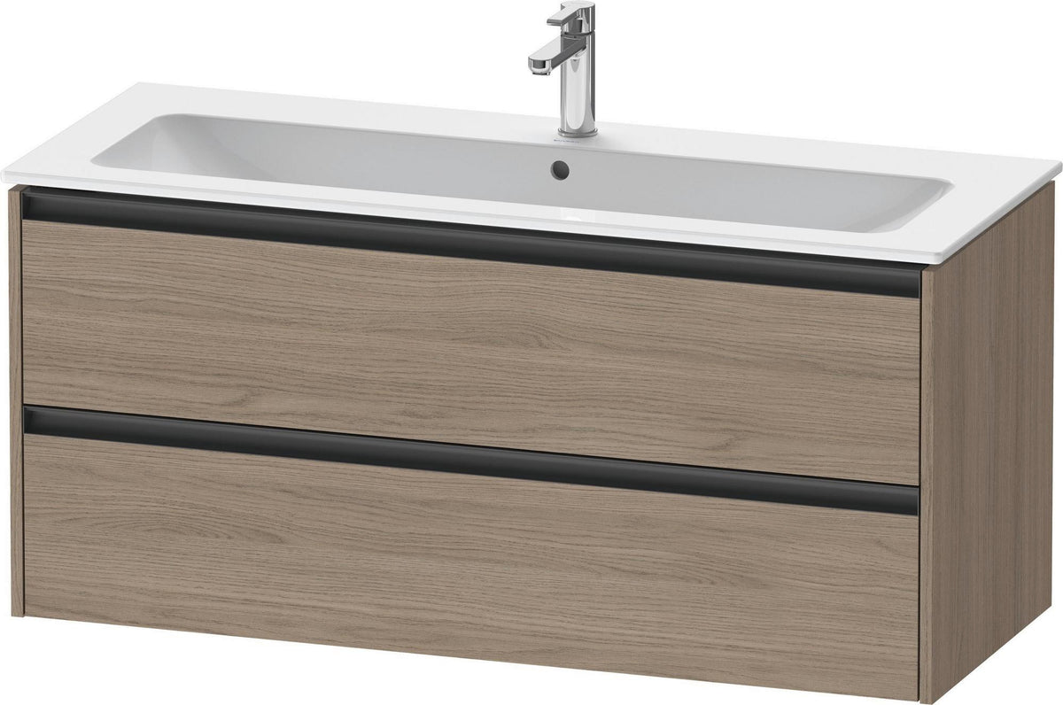Duravit Ketho.2 Waschtischunterbau 1210 mm Eiche Terra Matt – Wandhängend mit 2 Schubkästen