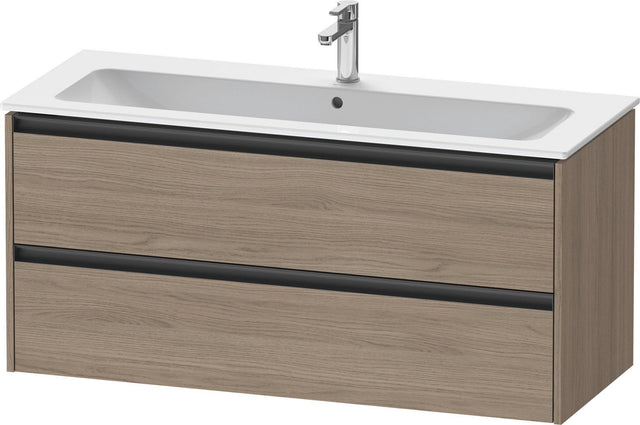 Duravit Ketho.2 Waschtischunterbau 1210 mm Eiche Terra Matt – Wandhängend mit 2 Schubkästen