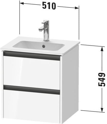 Duravit Ketho.2 Waschtischunterbau 510 mm Eiche Terra mit 2 Schubkästen und Soft-Close