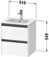 Duravit Ketho.2 Waschtischunterbau 510 mm Eiche Terra mit 2 Schubkästen und Soft-Close
