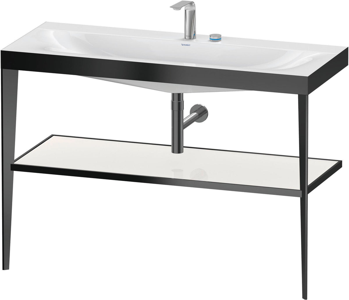 DURAVIT XViu c-bonded Waschtischset 1200 mm in Schwarz Matt mit Metallkonsole und apricot pearl Hochglanz
