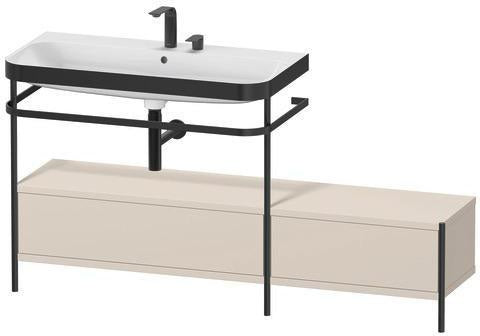 Duravit Waschtischset Happy D.2 Plus 1600x490mm Taupe Supermatt mit Hahnloch und Handtuchhalter