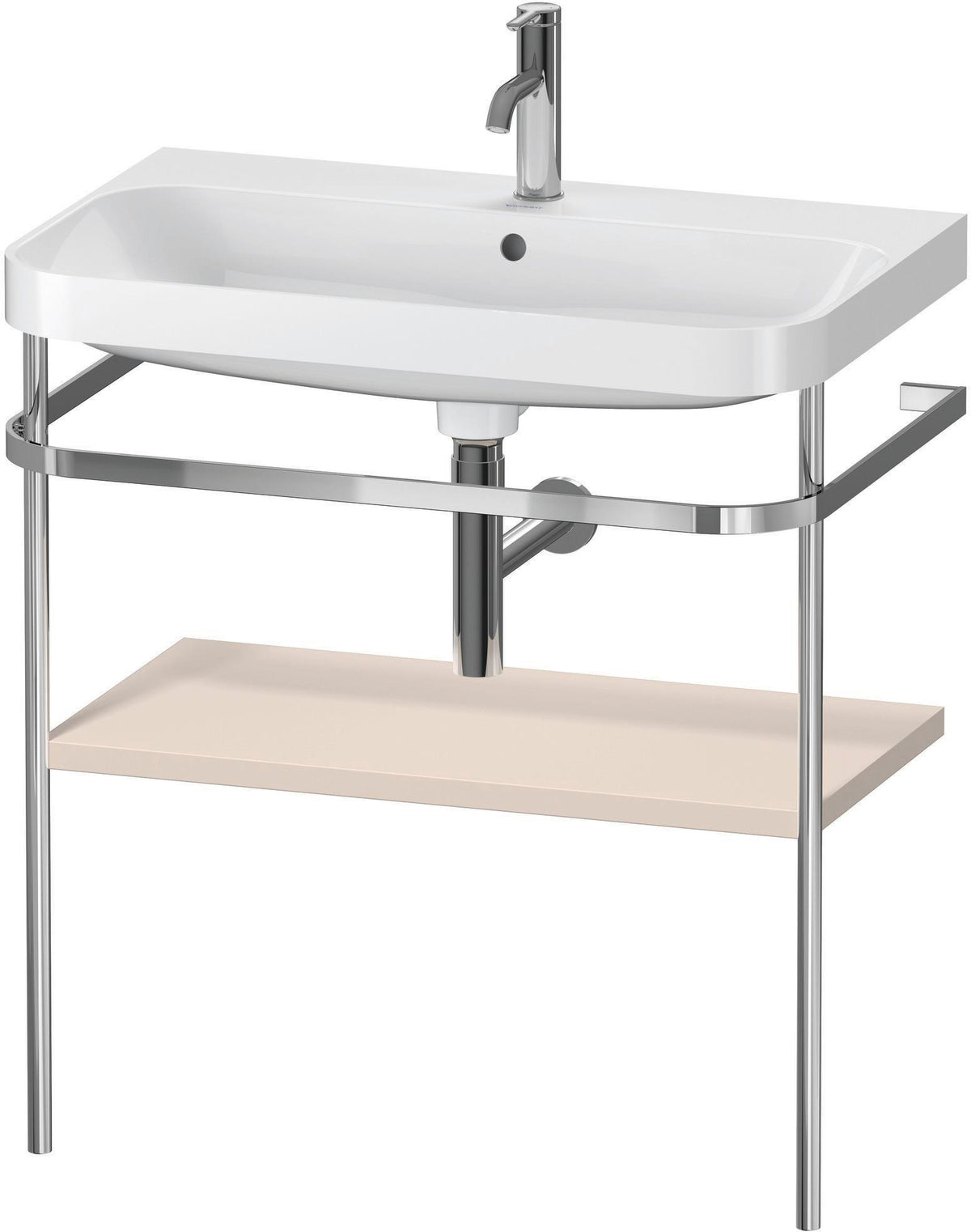 DURAVIT Happy D.2 c-shaped Waschtisch-Set 775 mm mit Metallkonsole, taupe seidenmatt