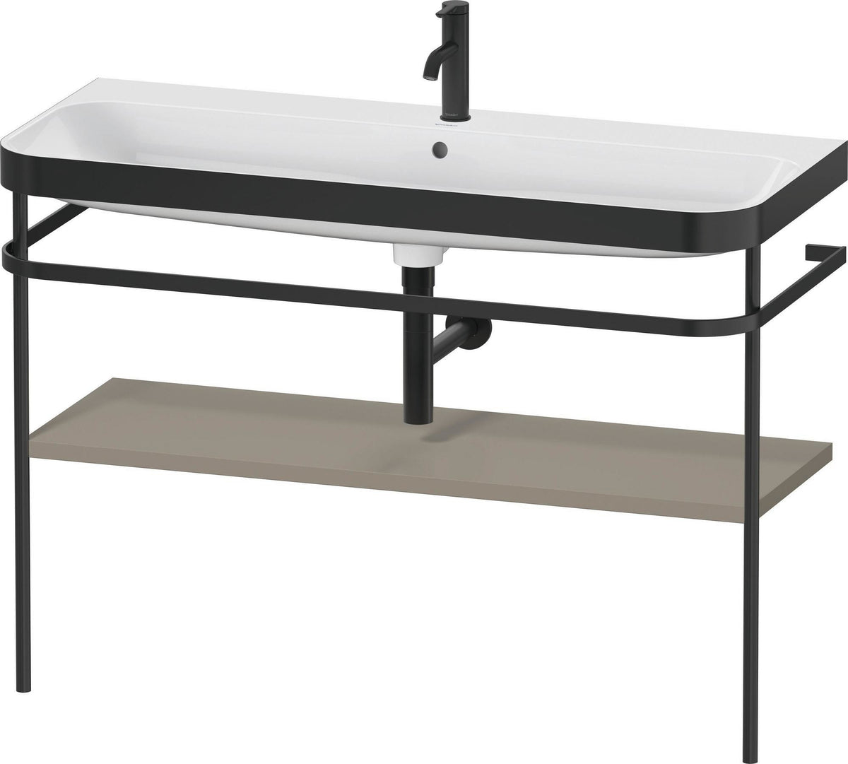 Duravit Happy D.2 c-bonded Waschtischset 1175 mm Steingrau Seidenmatt mit Metallkonsole