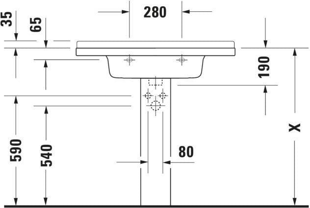 DURAVIT Möbelwaschtisch Starck 3 850 mm mit Überlauf, 1 Hahnloch, weiß – Wandhängend