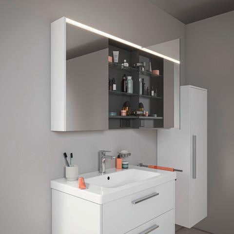 DURAVIT D-Code Spiegelschrank 800 mm mit LED-Beleuchtung, 2 Türen, Eiche Marmor