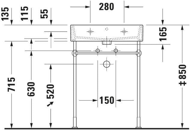 DURAVIT Vero Air Waschtisch 600 mm, weiß, mit Hahnlochbank und 1 Hahnloch, ohne Überlauf, für Wandmontage