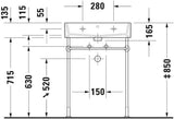 DURAVIT Vero Air Waschtisch 600 mm, weiß, mit Hahnlochbank und 1 Hahnloch, ohne Überlauf, für Wandmontage