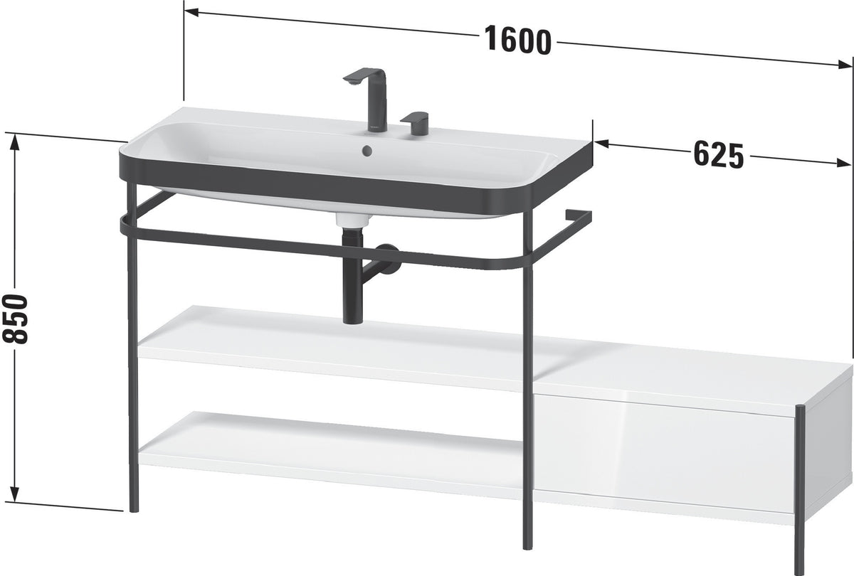 Duravit Waschtischset Happy D.2 Plus 1600x490mm taupe supermatt mit Hahnloch