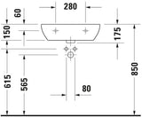 Duravit D-Code Waschtisch 550 mm weiß, wandhängend, mit Hahnlochbank und 1 Hahnloch