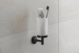 DURAVIT Starck T Zahnputzbecher, Chrom, Akzentfarbe Weiß Matt, 65x98x173 mm, Glas, Messing