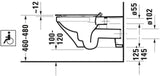 DURAVIT DuraStyle Wand-WC 700 mm Tiefspüler spülrandlos Durafix weiß