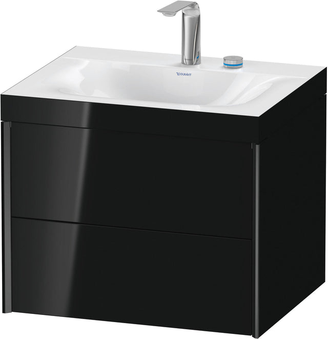 DURAVIT XViu c-bonded Waschtischunterschrank 600 mm mit 2 Schubkästen, schwarz matt