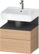 DURAVIT Qatego Waschtischunterbau 590 mm wandhängend, 1 Auszug, weiß Hochglanz, Nische Eiche Schwarz
