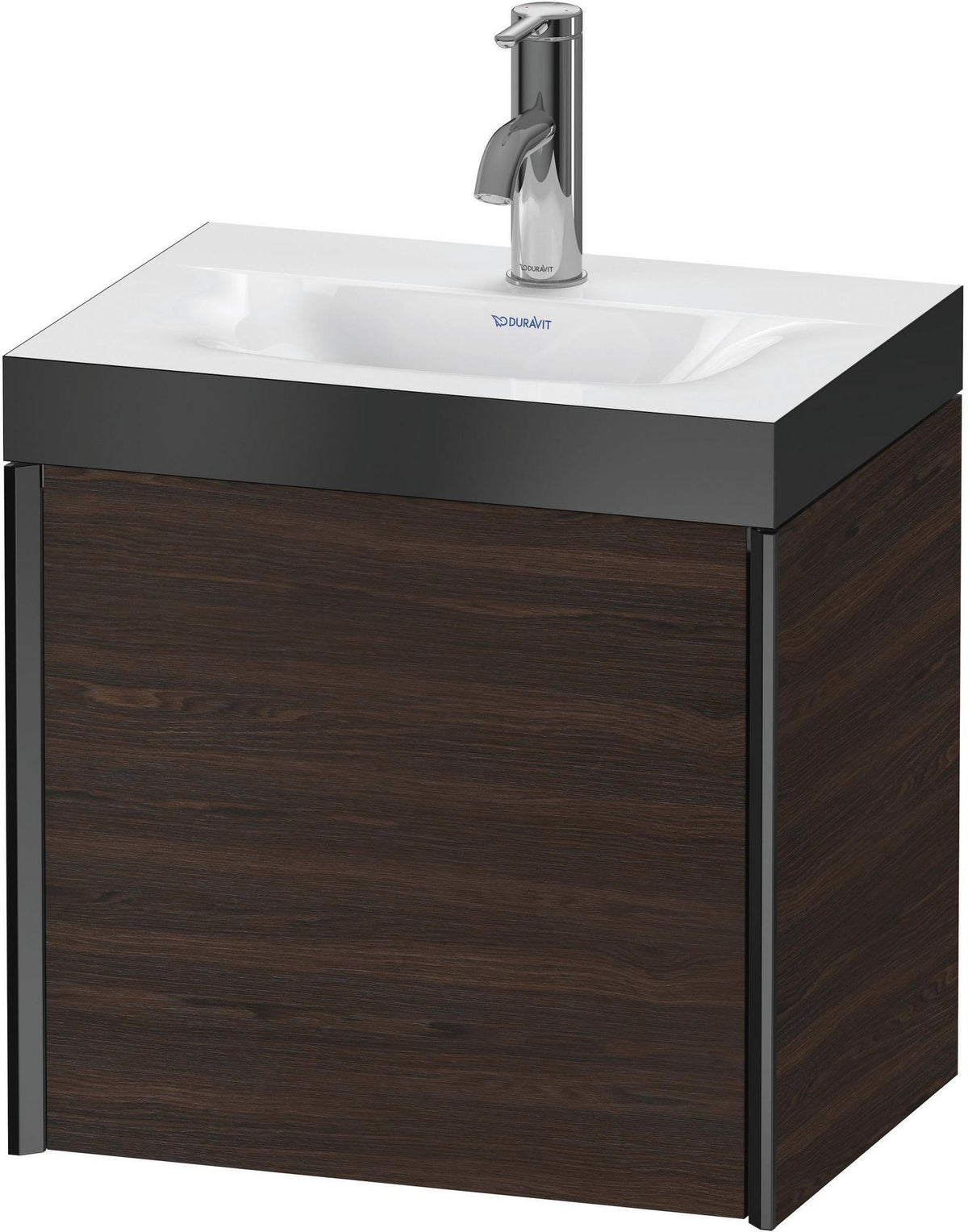 DURAVIT XViu Waschtischunterbauset 460 mm mit c-bonded Technologie, 1 Tür, schwarz matt / Nussbaum
