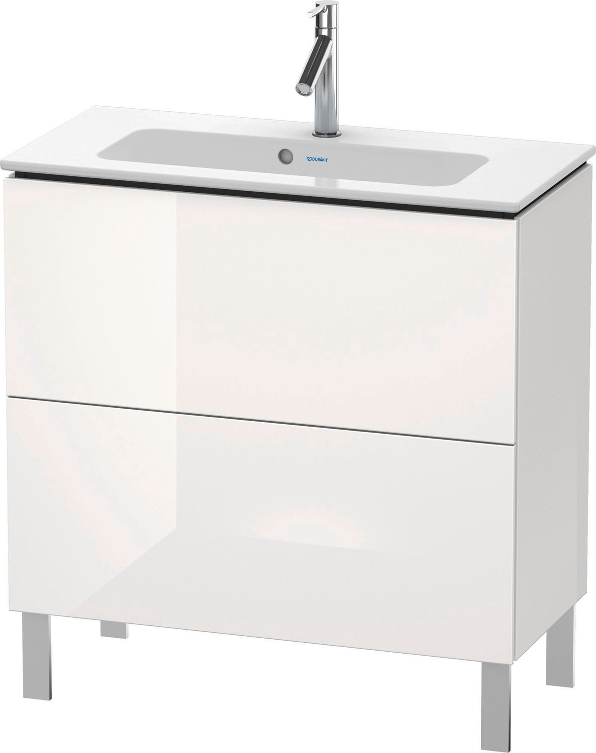 Duravit L-Cube Waschtischunterbau 820 mm, 2 Auszüge, bodenstehend, Weiß Matt