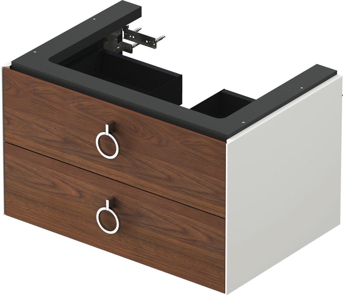 Duravit White Tulip Waschtischunterbau wandhängend 684 mm mit 2 Schubkästen und Griff, weiß seidenmatt