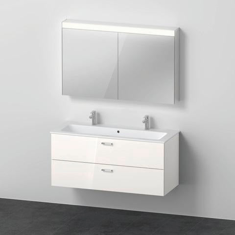 DURAVIT XBase Möbel-Set 1230 mm Weiß Glänzend mit Waschtisch, Unterbau, Spiegelschrank