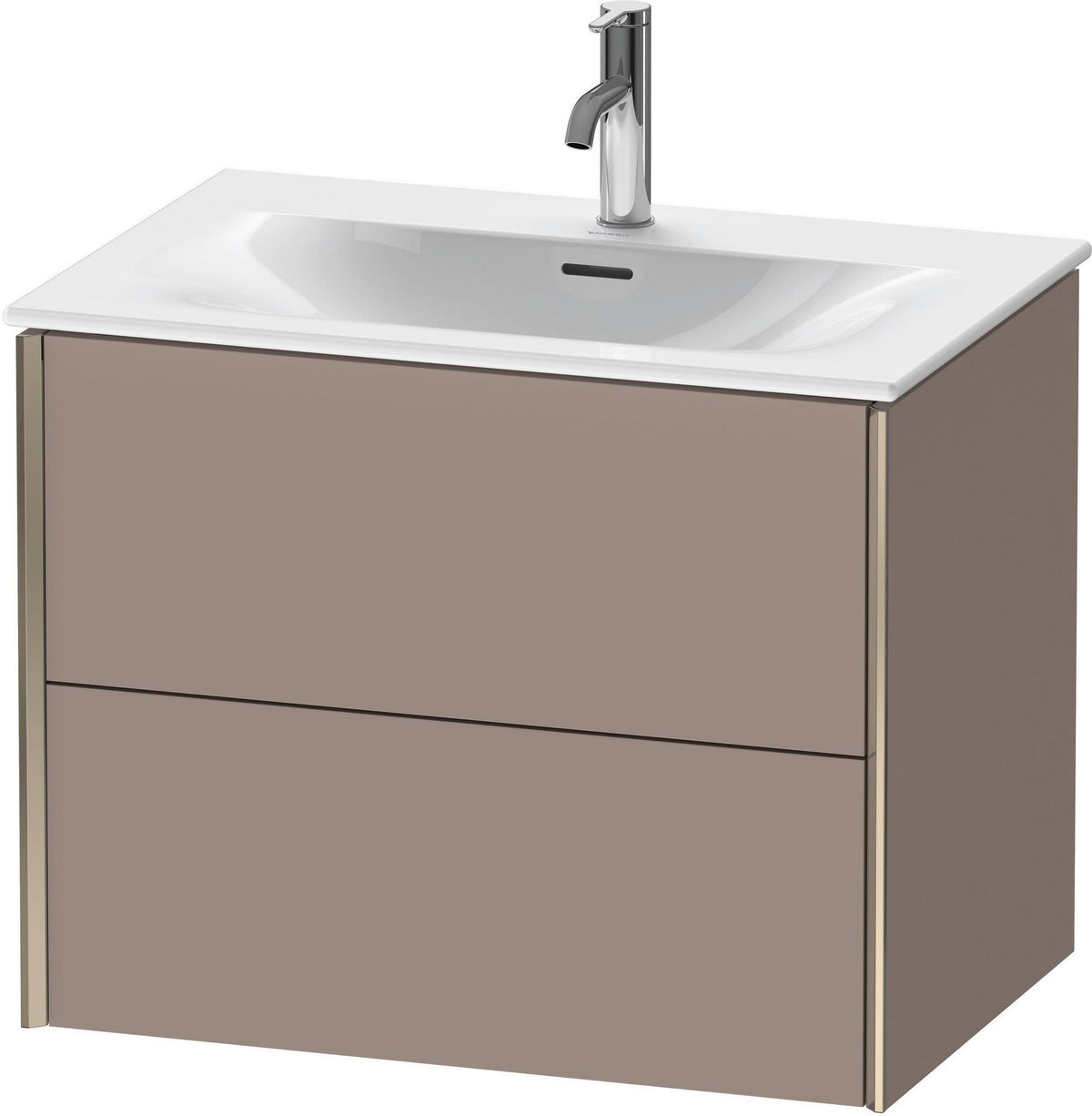 Duravit XViu Waschtischunterbau wandhängend 710 mm, 2 Schubkästen, champagner matt/basalt matt