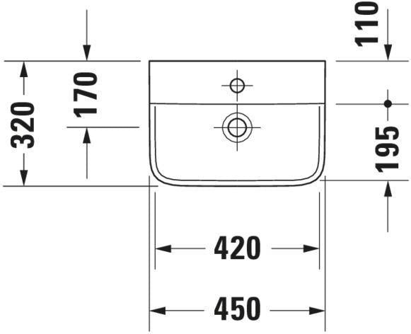 DURAVIT Handwaschbecken P3 Comforts 450 mm mit Überlauf & Hahnlochbank, weiß