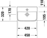 DURAVIT Handwaschbecken P3 Comforts 450 mm mit Überlauf & Hahnlochbank, weiß