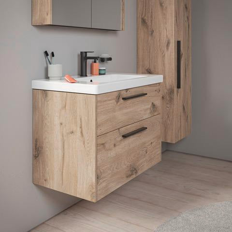 DURAVIT D-Code Halbhochschrank 400 mm, rechts, Basalt Matt, 1 Tür, Glasböden
